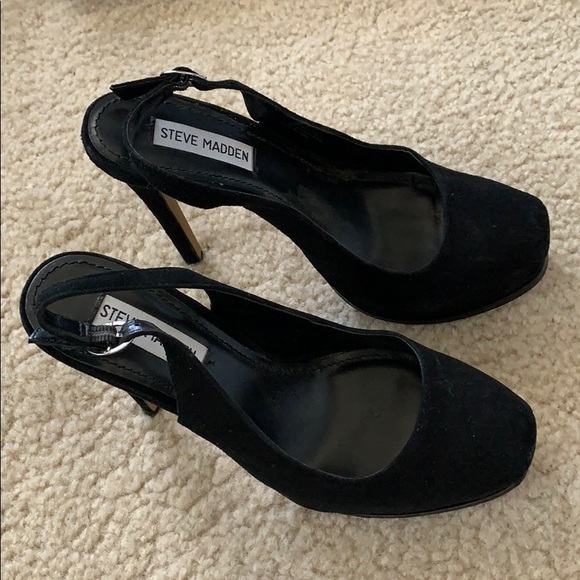 Like new suede black platform heels 👠 - Picture 1 of 4